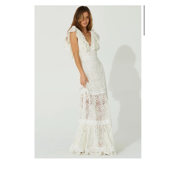 New! JEN’S PIRATE BOOTY Maldives Crochet Lace Maxi Dress - Picture 3 of 12